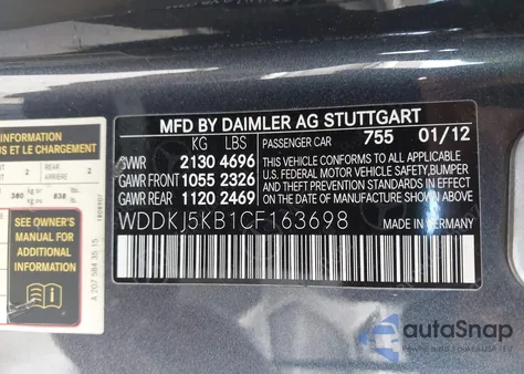 2012 Mercedes-Benz E 350 z USA, uszkodzony, nr VIN WDDKJ5KB1CF163698